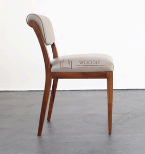 Nouveaux meubles de maison simples modernes salon pliable courbe chêne tissu en bois massif chaise de salle à manger - Product Image 2