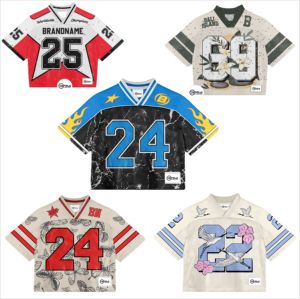 Jersey de fútbol americano personalizable al por mayor para el verano, ropa de calle corta transpirable con hombros caídos y malla corta de talla grande - Product Image 6