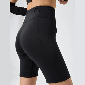 Short de motard en polyester spandex taille haute pour femme Leggings doux et confortables avec tissu tricoté cousu extensible - Product Image 5