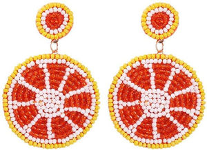 Pendientes de Fruta de Naranja de Lujo para Mujer con Bordado de Cuentas Hecho a Mano en un Elegante Diseño Multicolor - Product Image 2