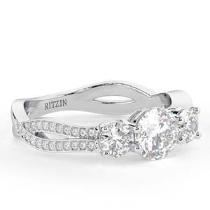 Bague de fiançailles RITZIN à trois pierres en diamant de laboratoire, or rose, coupe ronde, torsadée, pour femme - Product Image 6