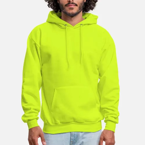 Sweat à capuche en coton polaire anti-boulochage vert fluo 100% coton basique en coton mélangé pour hommes - Product Image 4