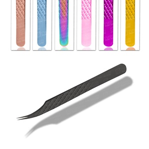 Pince à cils en acier inoxydable avec logo OEM, pointes pointues, outils pour faux cils avec poignée miroir, satisfaisant la demande des clients - Product Image 5