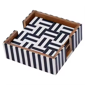 Sous-verres incrustés d'os en bois de style classique personnalisés populaires pour la maison déco artisanat sous-verre personnalisé pour boissons - Product Image 2