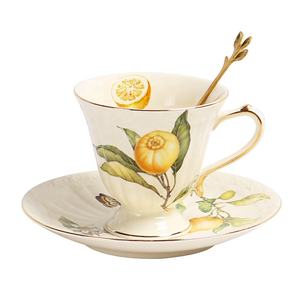 Tasse de thé europé<span class=keywords><strong>en</strong></span> à motif de citronnelle jaune avec bord doré, promotion à bas <span class=keywords><strong>prix</strong></span> - Product Image 4