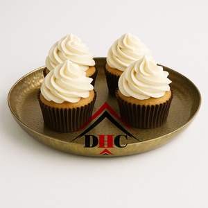 Plateau de service en métal doré fabriqué à la main qui ajoute de la sophistication aux friandises sucrées pour les mariages et le Diwali - Product Image 6