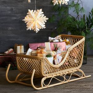 Rattan Christmas sleigh decor wicker holiday tabletop display eco friendly rustic <b>festive</b> <b>decoration</b> Vietnam OEM ODM supplier - Product Image 2