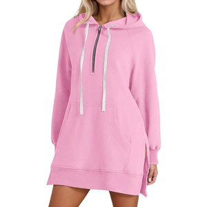 Robe à capuche à manches longues pour femme avec logo personnalisé, vente en gros, couleur unie, pull décontracté, style dos nu, tricoté - Product Image 1