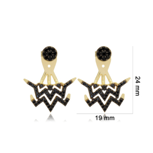 Oreille Vestes Noir Zircon Pierre Turc Artisanat En Gros Boucles D'oreilles 925 Bijoux En Argent Sterling - Product Image 2