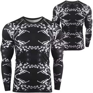 Rashguard MMA respirant personnalisé de qualité supérieure pour hommes, compression élégante pour la salle de sport, entraînement d'hiver, 180g - Product Image 4