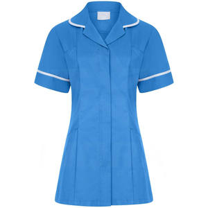 Uniforme d'hôpital pour femmes personnalisé en gros ensemble de gommage aux figues d'allaitement col rabattu avec passepoil blanc haut tunique d'infirmière de soins de santé - Product Image 2