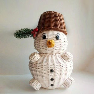 Muñeco de nieve de ratán súper bonito tejido a mano suministros de decoración navideña regalos de navidad OEM aceptado diseños personalizados de Vietnam - Product Image 4