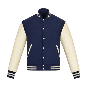 Venta al por mayor verde bordado parche chaqueta universitaria para hombres hombre Letterman Varsity chaquetas con piel de vaca manga de cuero para el invierno - Product Image 1