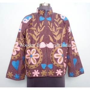 Custom Made Embroidered cotrise Woven Wool Jackets with Cotton Filled Artisan Craftsmanship Windproof Multi Coloured jacket - Product Image 1