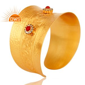 Latest Handmade Design Gold Plated Natural CZ Gemstone Classic Cuff <b>Bangle</b> Demi <b>Fine</b> Jewelry Gift & Party - Product Image 3