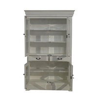 Armoire de cuisine Buffet en bois peint en blanc avec portes en verre conçu pour les meubles de salle à manger de style français