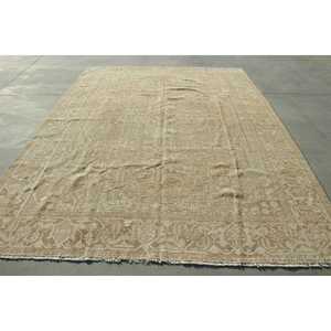 8,2x11,3 ft Rug, Vintage Rug, Turkish <b>Brown</b> <b>Wool</b> Floral Rug - Product Image 1