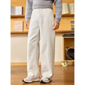 Jean droit pour homme tendance, style vintage, beige délavé, coupe large, écologique, respirant, style streetwear, taille 26 - Product Image 4