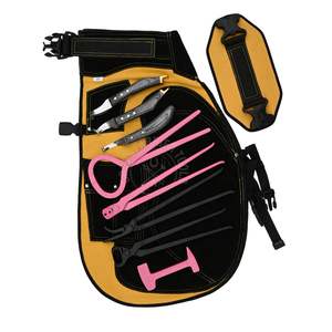 Kit d'entretien des sabots équestres, tablier en cuir, multiples poches, couteau à manche en bois, boucle, pince noire, testeur, clincher pour sabots - Product Image 1