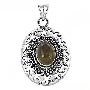 Collier pendentif ovale en argent 925 pour femme avec pierre naturelle, chaîne serpent vintage, à porter au quotidien - Product Image 2
