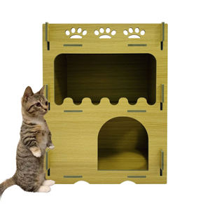 2025 nouveau modèle solide moderne respirant LED en bois fermé chat Villa luxe meubles pour animaux de compagnie pour salon et maison - Product Image 5
