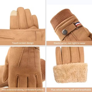 Guantes de conducción de moda de dedo completo de alta calidad, función de pantalla táctil de costura inversa de cuero puro, la mejor calidad razonable - Product Image 3