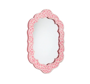 Miroir mural arrondi en résine pour salle de bain et hôtel Caractéristique d'incrustation d'os de conception florale faite à la main - Product Image 2