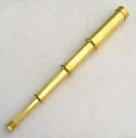 Télescope antique en métal et bois, classique, nautique, artisanal, écologique, avec lentille optique décorative autocollante, pour collectionneur et bureau