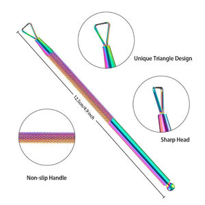 Prix de gros, pousse-cuticules en acier inoxydable à double extrémité, double usage, réutilisable, ensemble personnalisé avec logo, manucure - Product Image 4