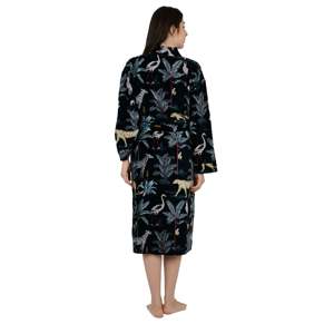 Bata de Casa de Terciopelo de Lujo Unisex, Estilo Boho Original, Negro Medianoche, Reversible, Forro de Seda, Manga Larga, Suave, Ropa de Estar por Casa ODM - Product Image 3