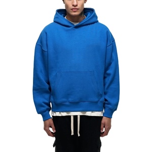 Sudaderas con capucha holgadas de algodón y poliéster Spandex para hombre, sudadera y Sudadera con capucha de felpa francesa cuadrada para otoño e invierno con logotipo bordado - Product Image 1