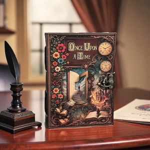 สมุดบันทึกหนังวินเทจ Once Upon a Time สมุดวาดภาพลายเส้น Book of Shadows ปกพิมพ์ลาย 200 หน้า สมุดบันทึกทำมือ Grimoire Diary - Product Image 5