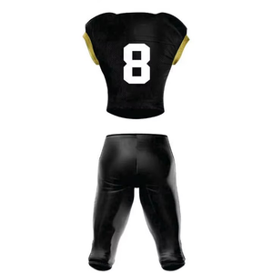 Camiseta de Fútbol Americano Personalizada para Hombre, Negra y Dorada, Cuello en V, Manga Corta, Impresión Sublimada, Poliéster que Absorbe la Humedad, Estilo Ajustado - Product Image 3