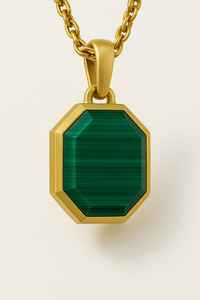 Pendentif minimaliste et élégant en malachite avec pierres précieuses en argent sterling massif 925 plaqué rhodium, déclaration de réglage de la lunette, bijoux indiens - Product Image 3