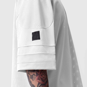 Custom Oversized Football T Shirt Men White <b>Mesh</b> Breathable V Neck Streetwear Training <b>Top</b> - Product Image 4