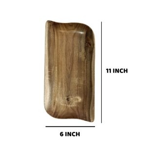 Plateau de service moderne en bois d'acacia, coin incurvé, collations, fruits secs, bonbons, boissons chaudes et froides pour les mariages - Product Image 2