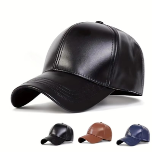 Casquette de baseball vintage sportive en cuir PU, couleur unie, 6 panneaux, réglable, décontractée, protection solaire, pour le printemps, l'automne, en plein air - Product Image 5