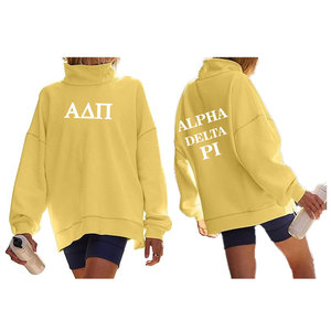 Custom Patch Embroidery Unisex Oversized <b>Men</b> Cotton Fleece French Terry Women Mock Neck Varsity Pullover Sweatshirt Hoodies - Product Image 6