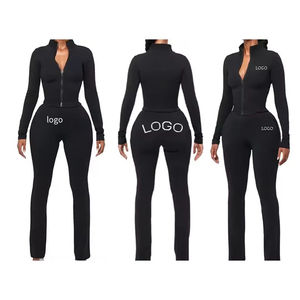 Women's Solid Plus Size Waterproof <b>Gym</b> Yoga Set 2-Piece Workout Seamless Long Sleeve Sports Suit <b>Hoodie</b> Wholesale Fitness Gear - Product Image 4