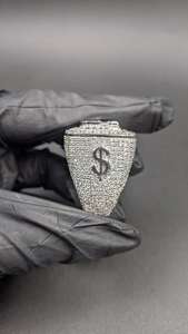 Custom Letter Square Design <b>Initial</b> <b>Ring</b> 925 Sterling Silver Rhodium Plated VVS Moissanite Diamond Sarkling - Product Image 3