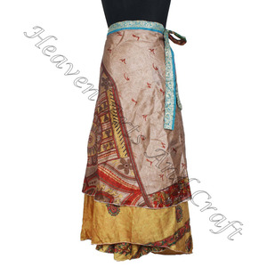 Indian Reversible Magic Sari Silk Wrap Around Falda Rajasthani Indian Womens Wear Art Silk Prapron Falda - Product Image 6