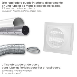 Griglia in Plastica con Rete Posteriore e Lamelle Mobili 20x20 cm - Product Image 5