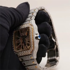 Fantaisie Marquise et Ronde Brillant Coupe VV Clarté Diamants Glacé Hip Hop Nouveau Design Carré Moissanite Montre pour Hommes - Product Image 3