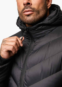 Veste matelassée décontractée pour homme avec col montant à bulles personnalisé, logo sur le devant, capuche, toile de haute qualité, coupe-vent, chaude pour l'hiver - Product Image 3