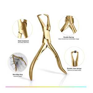 Kit d'outils de pose d'extensions capillaires tout-en-un en acier inoxydable professionnel, durable et de haute qualité : ciseaux à boucles, aiguilles et pinces - Product Image 3