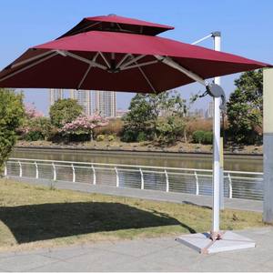 3m çift üst alüminyum kare bahçe şemsiyesi rüzgar geçirmez asılı Parasols açık oteller spor salonları ve baz için büyük konsol ofset - Product Image 6