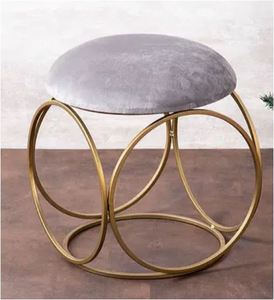 Classic metal round gold legs sitting <b>stool</b> ottoman made in india usage home hotel room restaurant indoor outdoor living room - Product Image 3