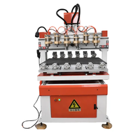 APEX Routeur CNC 3D à 6 têtes, 4 axes, avec servomoteur 3kW à refroidissement par eau, pour le travail du bois (cylindrique, plat, sculpture Bouddha), et la fabrication de pieds de table