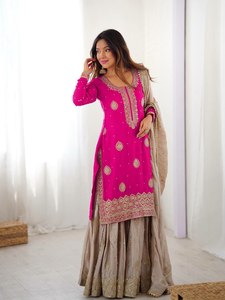 Tela de Seda Chinon, Especial para el Mes de Eid, Patrón Único y Muy Hermoso, Salwar Kameez Tradicional con Conjunto de Dupatta de SIE - Product Image 3