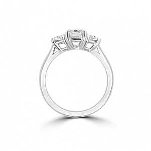 Bague de mariage à trois pierres en diamant de laboratoire taille émeraude de 6 carats, or blanc 14 carats, couleur F, clarté VVS2, certifiée IGI - Product Image 3